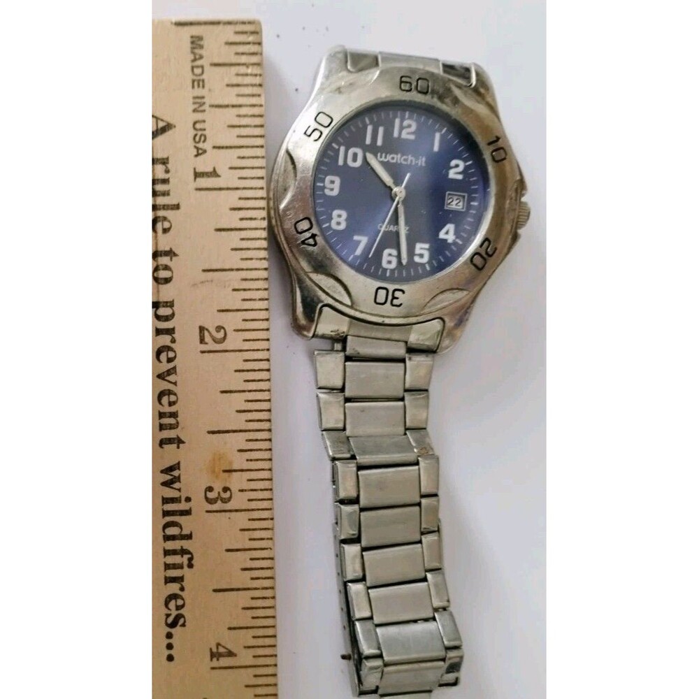 Watch-It EZR3229 Men's Blue Dial Stainless Steel Sport Watch New batteries